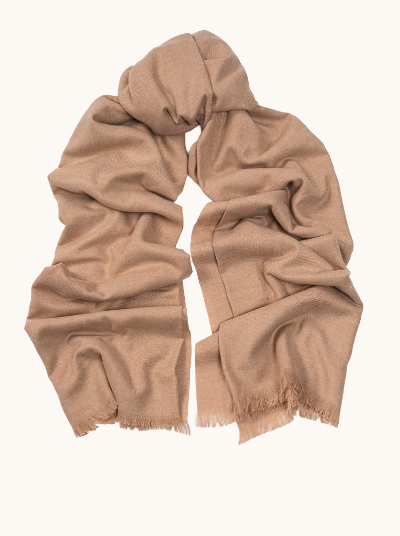 Warm beige scarf with short fringes, 80x200 cm image 1