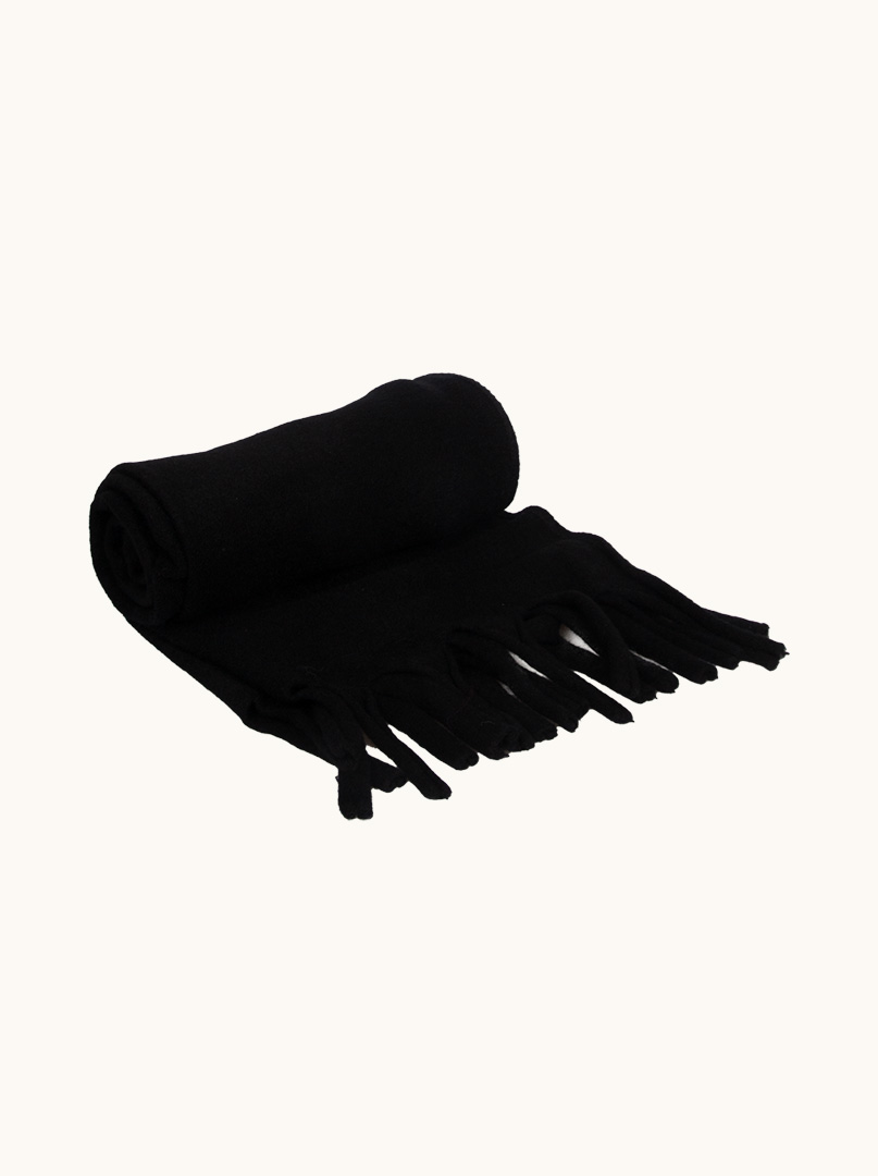 Black scarf with tassels 55 cm x 280 cm image 3