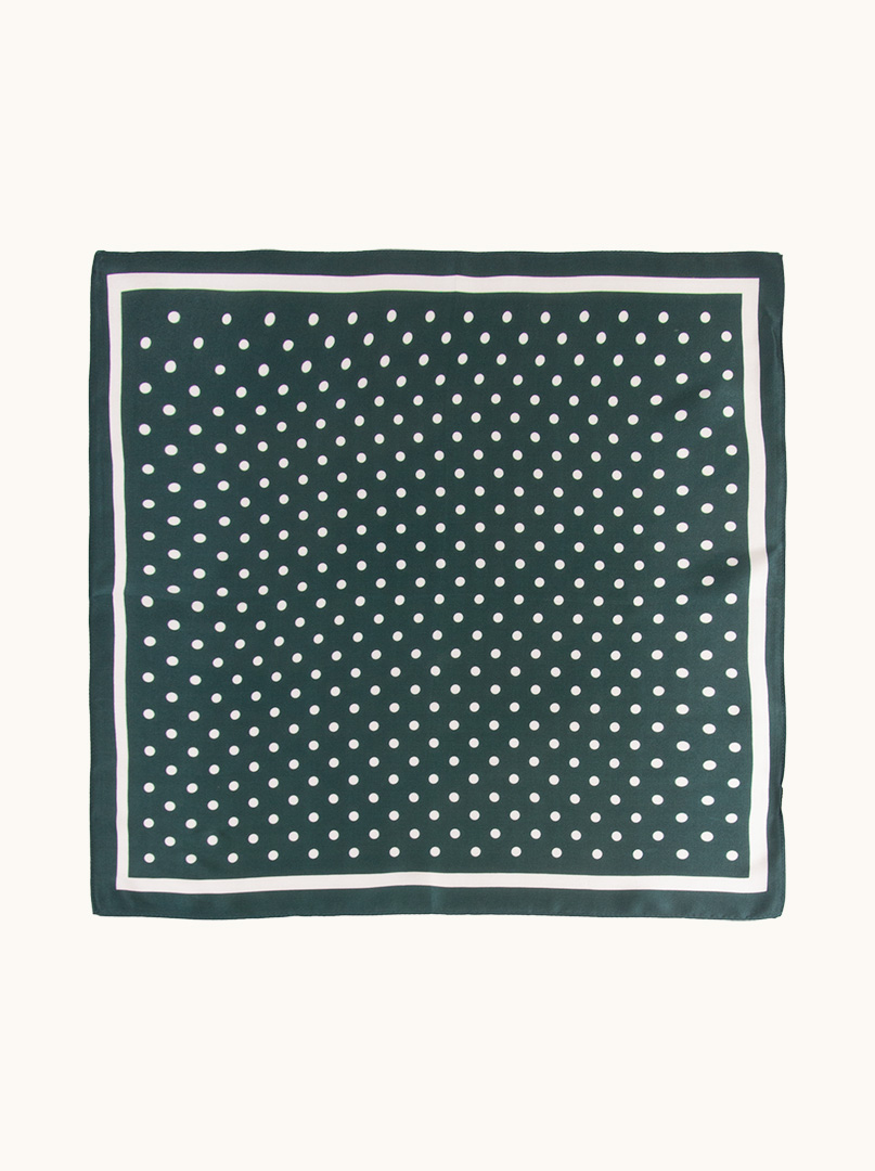 Small silk scarf gavroshka green dotted 53x53 cm image 2