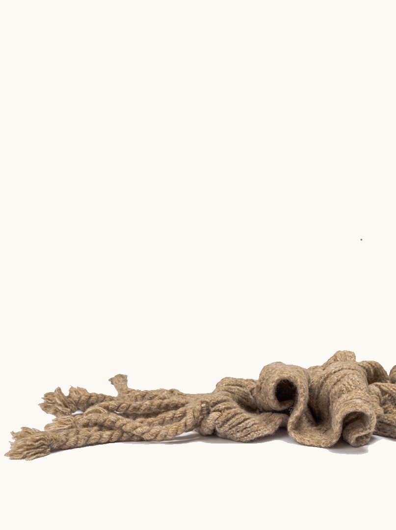 Warm scarf with wool and long fringes, beige, 35x230 cm image 4