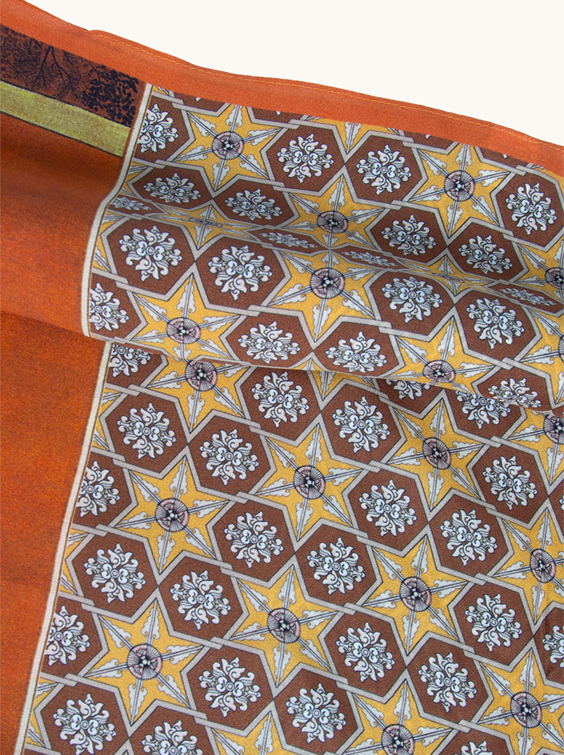 Medium mulberry silk scarf in oriental pattern 65cm x65cm image 3