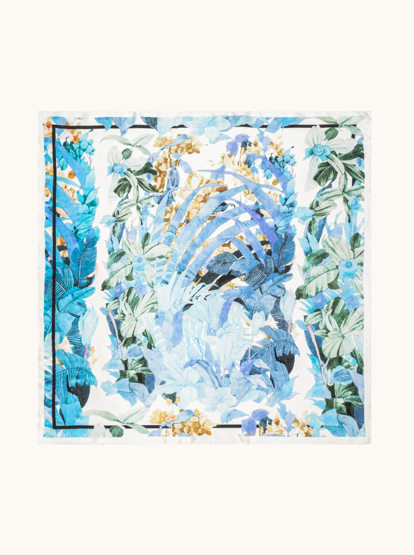 Medium silk scarf secret leaves 68cm x 68 cm image 2