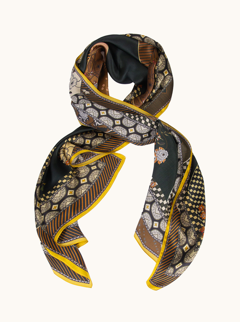 Patterned silk scarf 55 cm x 170 cm image 1