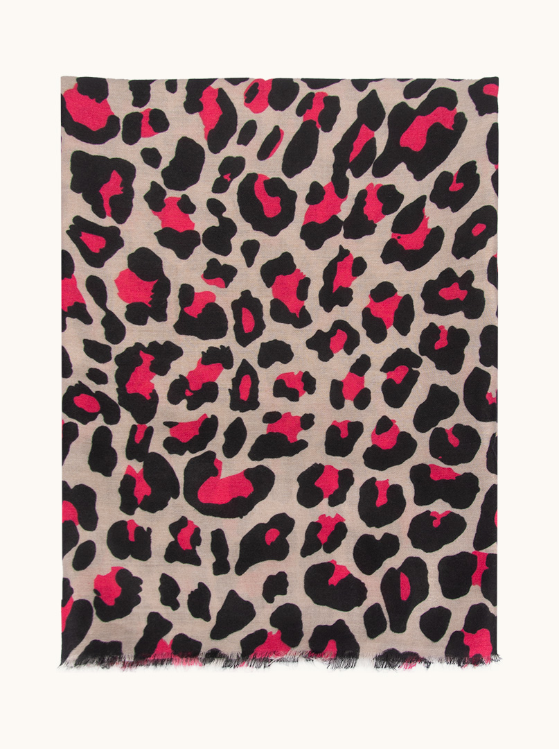 Viscose scarf with animal motif in fuchsia spots 90cm x 180cm image 4
