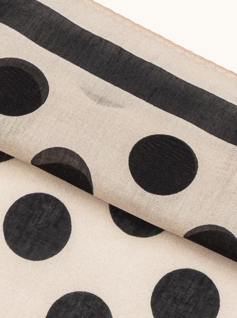 Small cotton scarf with mulberry silk gavroche cream pea 53cm x53cm image 2