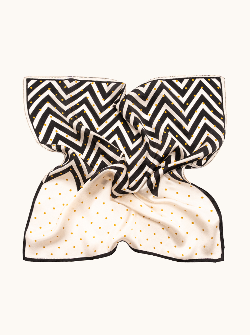 Small women's silk scarf with herringbone pattern, 53 cm x 53 cm image 3
