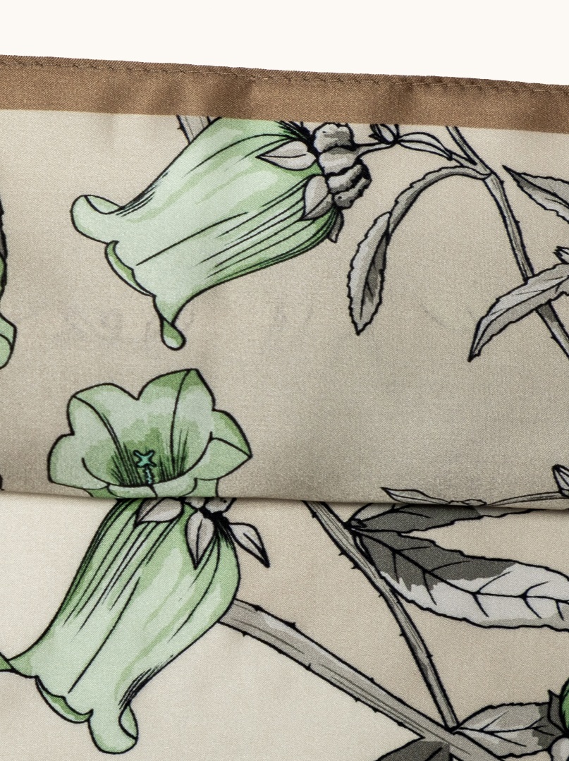 Small silk women's scarf with floral pattern, 53 cm x 53 cm image 4