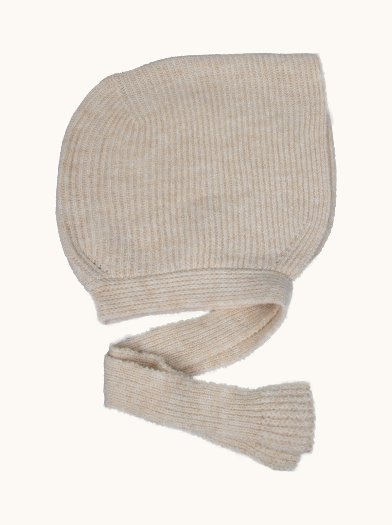 Beanie with binding 100% wool beige image 1