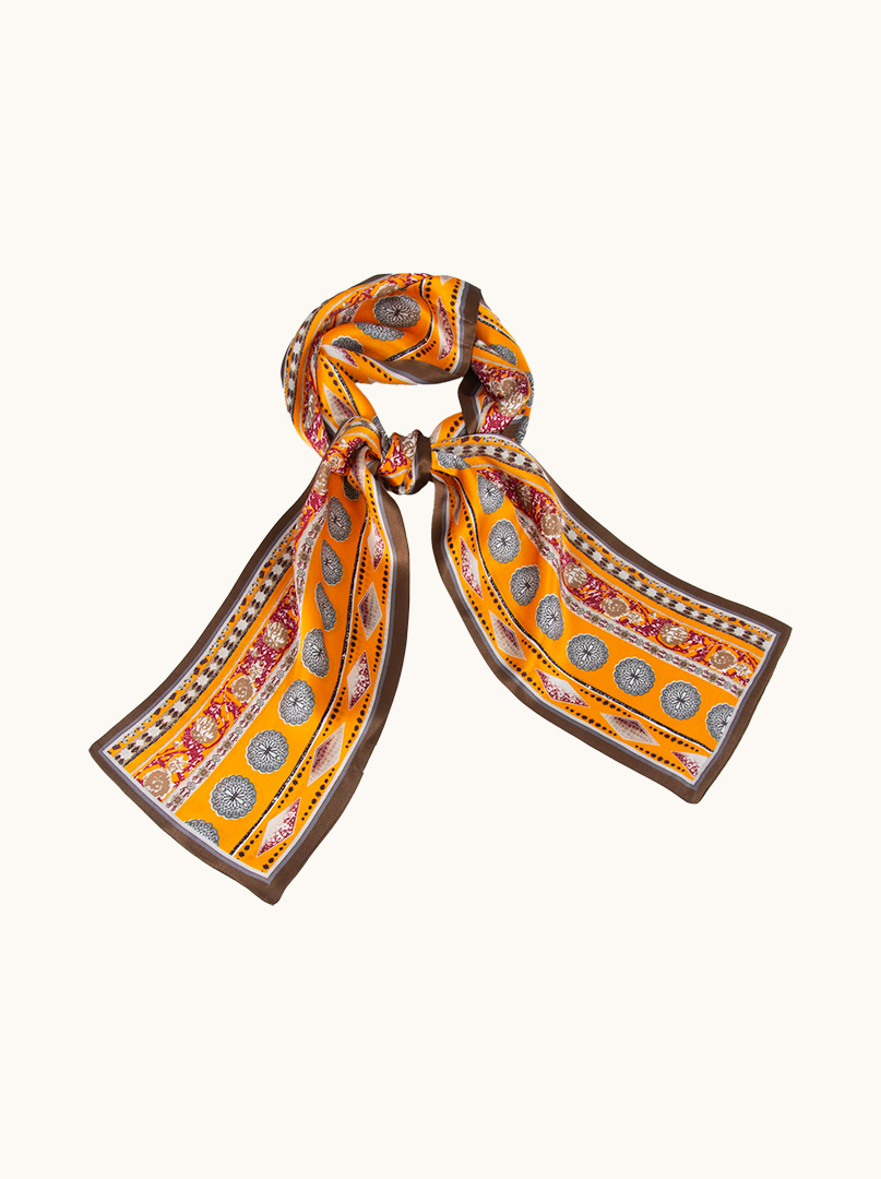 Two-sided silk scarf in oriental pattern 15cm x 145cm image 1
