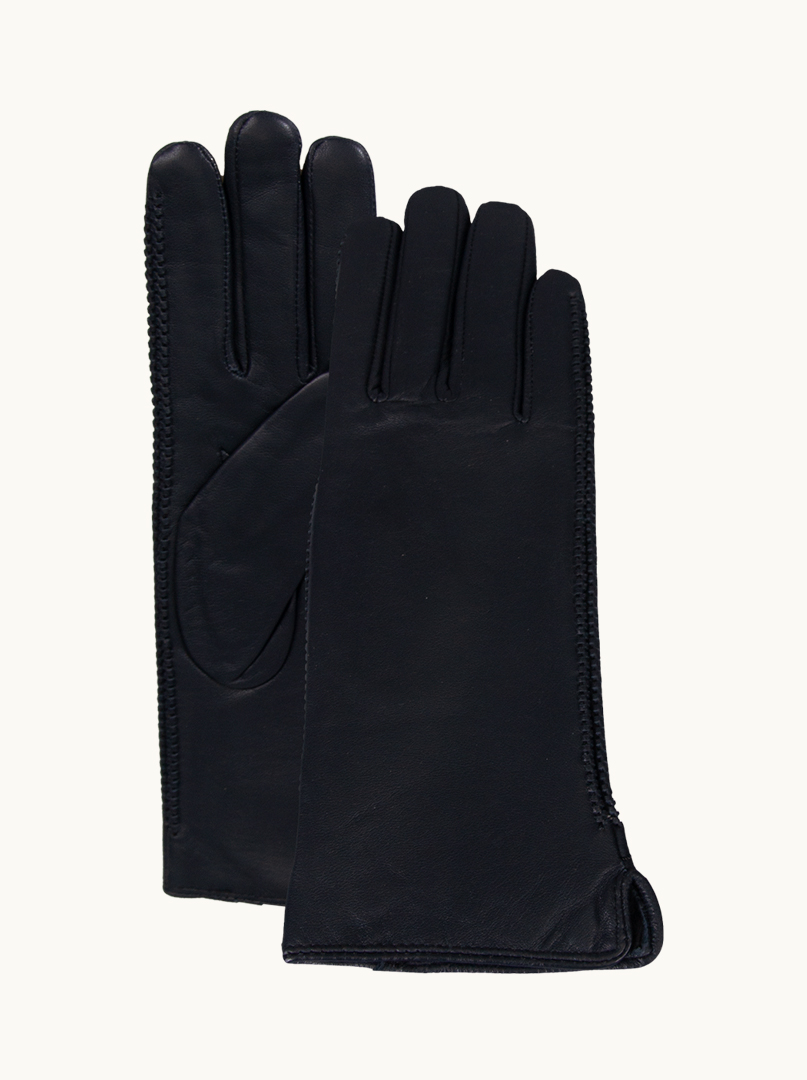 Graphite leather classic gloves with decorative trim image 1