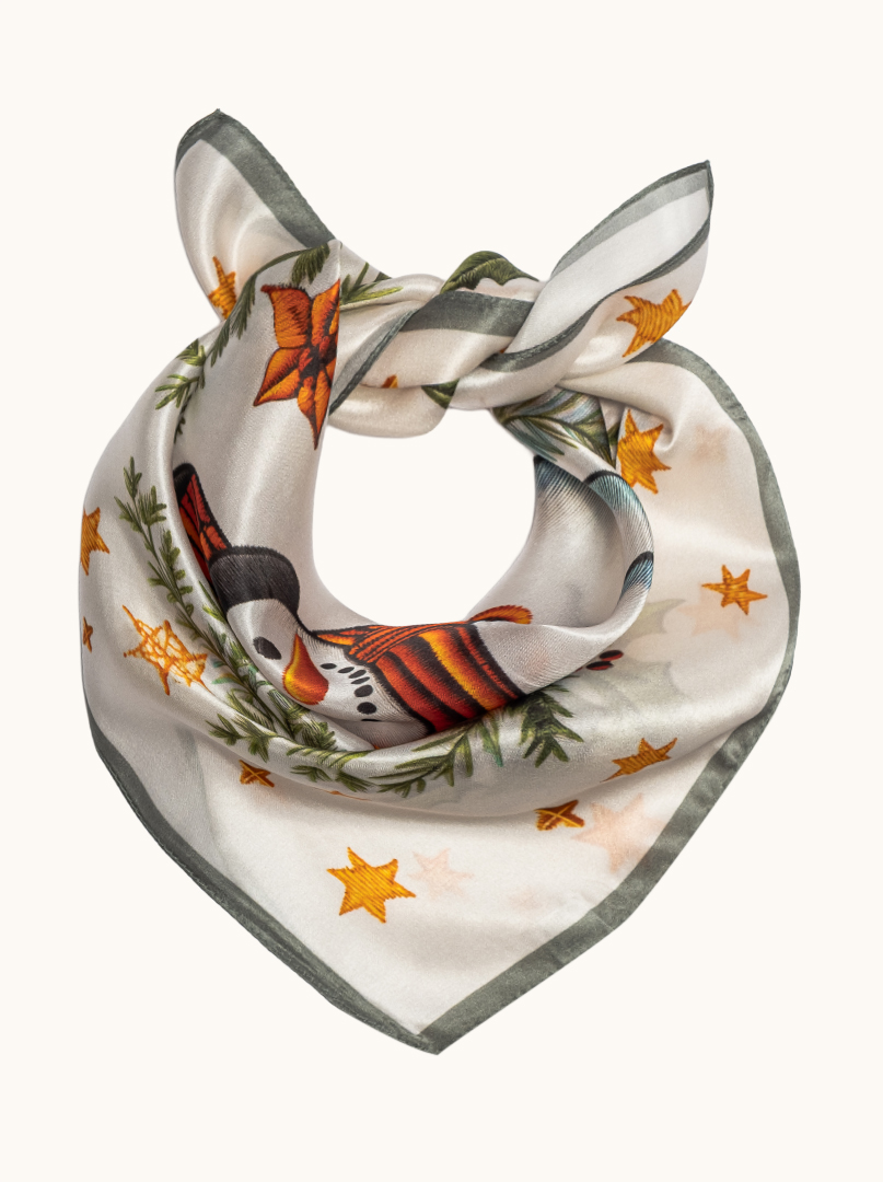 Small women's silk scarf with herringbone pattern, 53 cm x 53 cm image 2