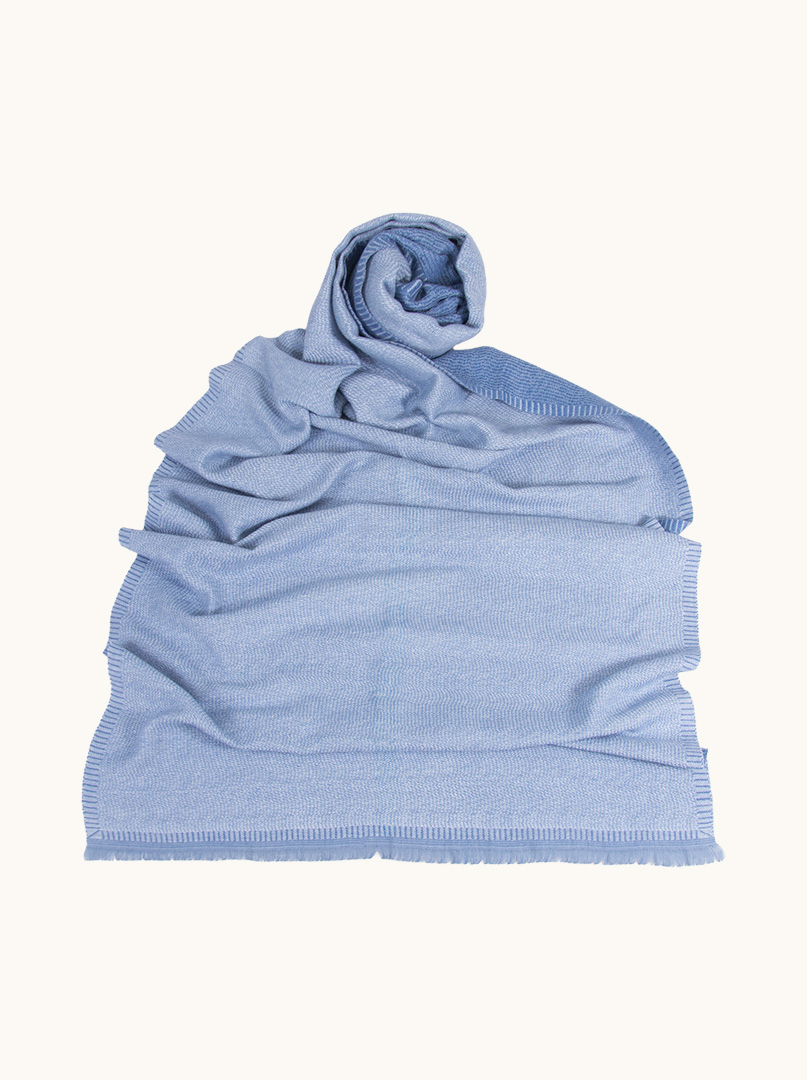 Blue scarf with fine texture 65 cm x 190 cm image 3