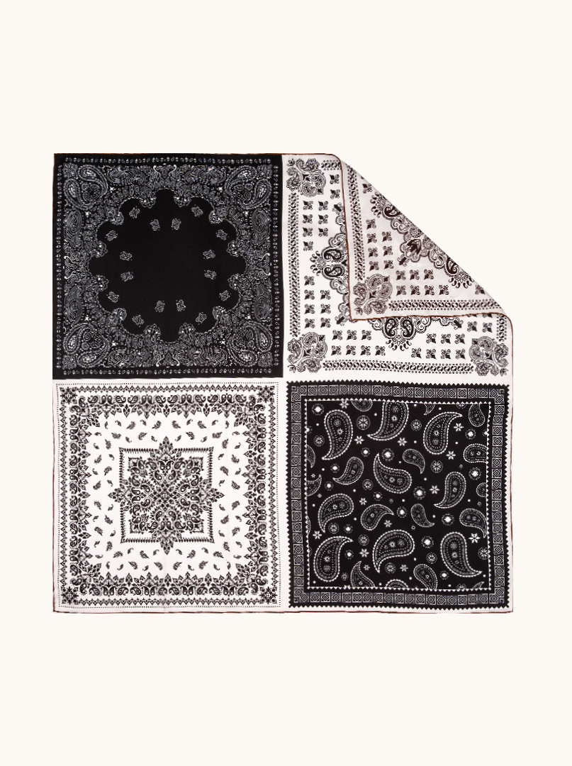 Large silk scarf with oriental pattern, 90 cm x 90 cm image 3