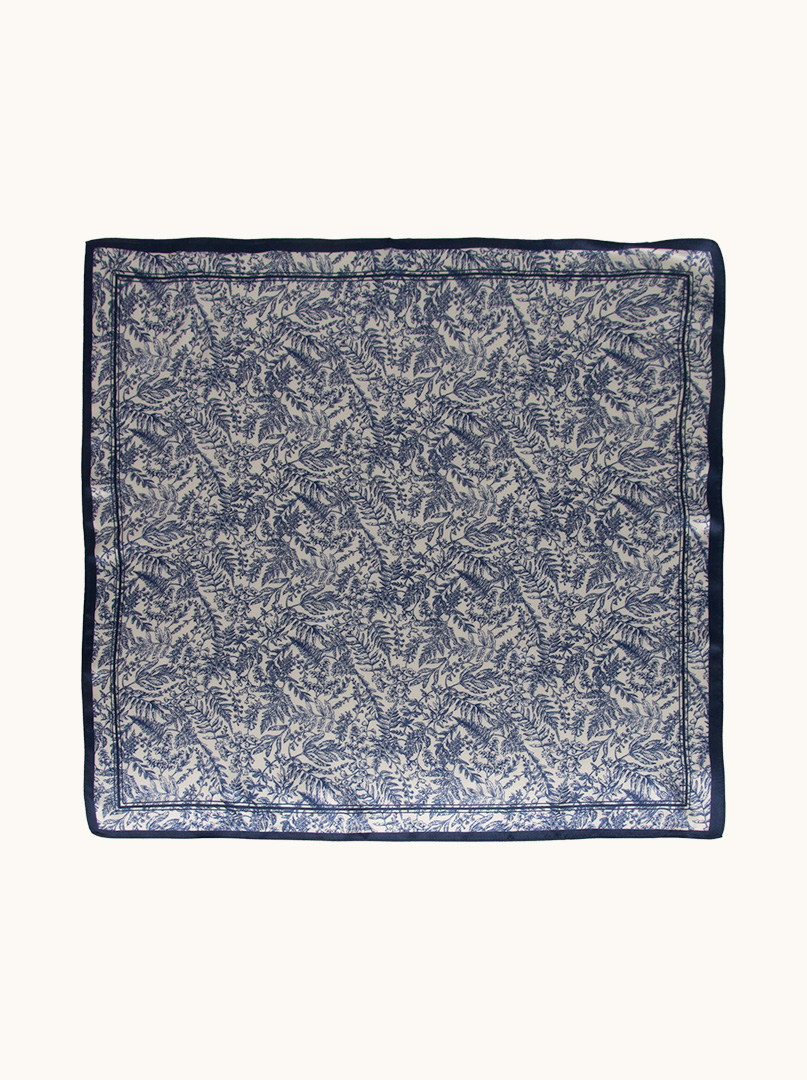 Silk scarf with white border with flower motif 65 cm x65 cm image 2