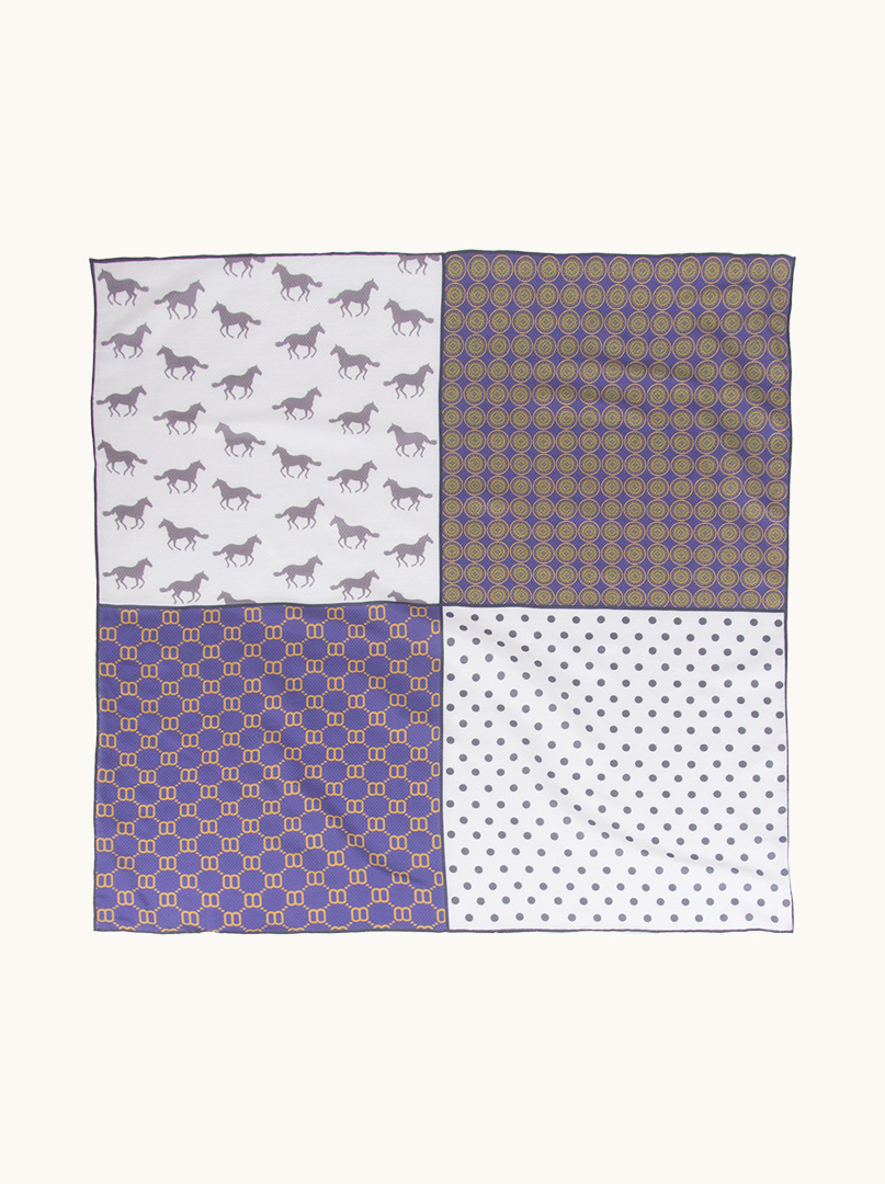 Women's retro scarf made of mulberry silk and  cotton 65cm x 65cm image 2