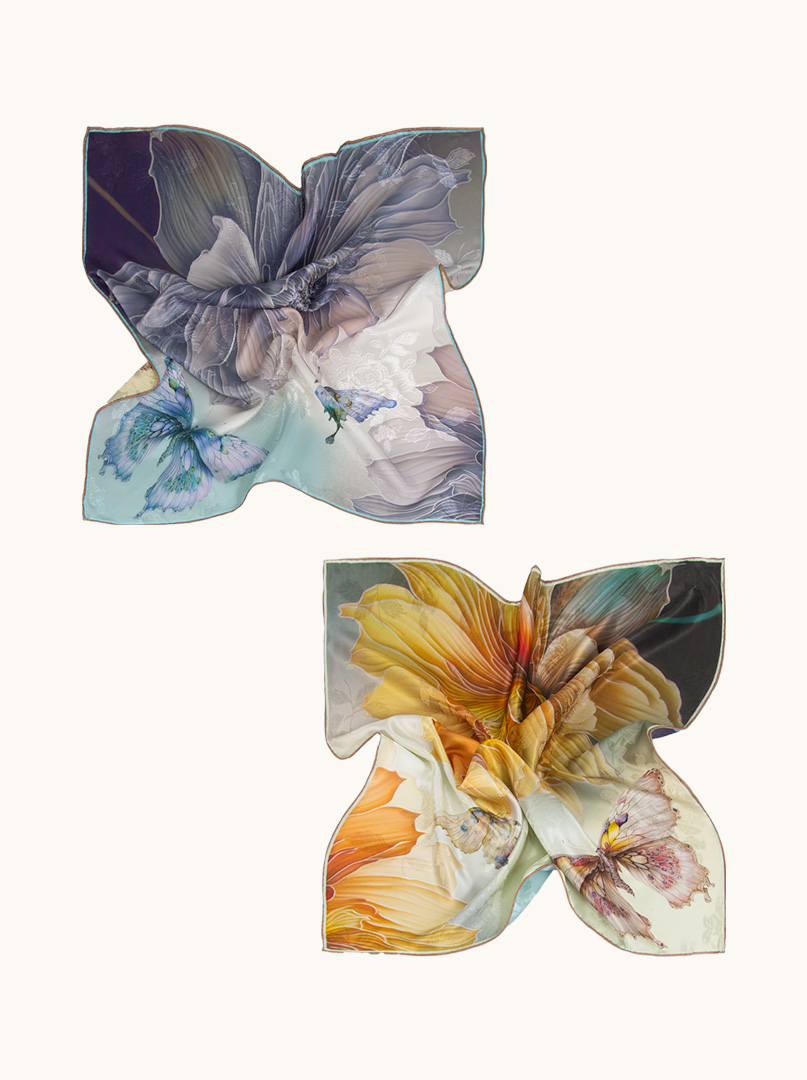 Lotus Whisper silk scarf 68cm x 68cm image 3