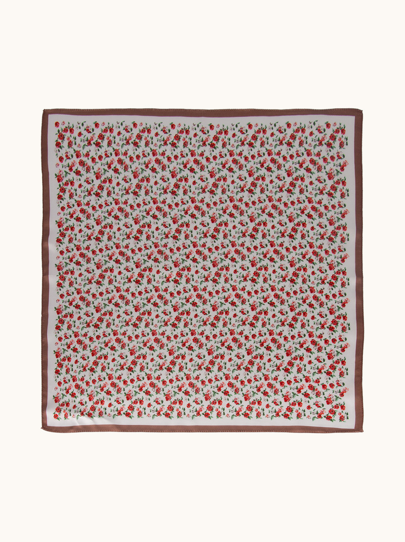 Beige silk gavroshka with small flowers 53 cm x53 cm image 2