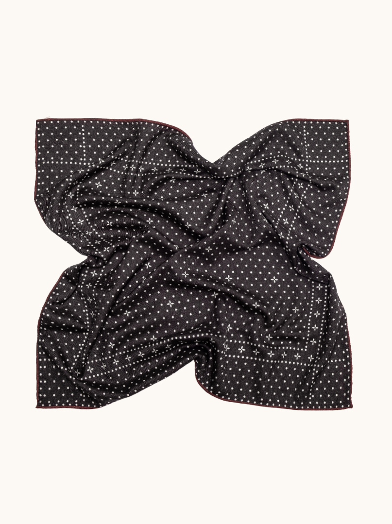Scarf wool with silk black dots 65x65 cm image 3