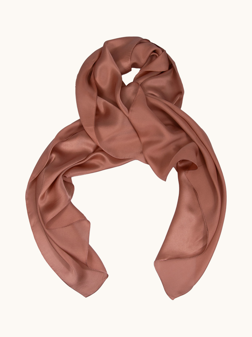 Silk scarf in a shade of darkened pink with a hint of brown 70 cm x 176 cm image 2