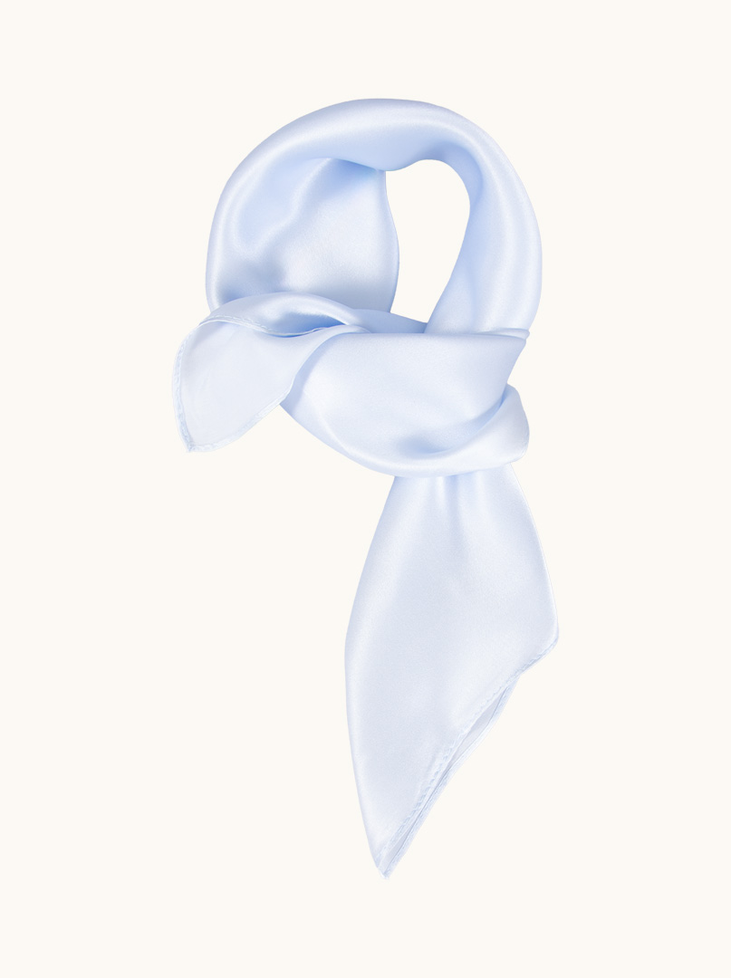 Small women's silk scarf blue plain 53cm x 53cm image 3
