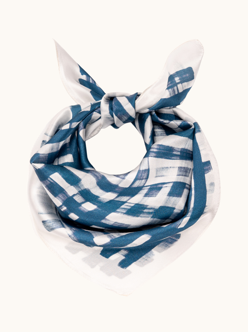 Small women's silk scarf with herringbone pattern, 53 cm x 53 cm image 1