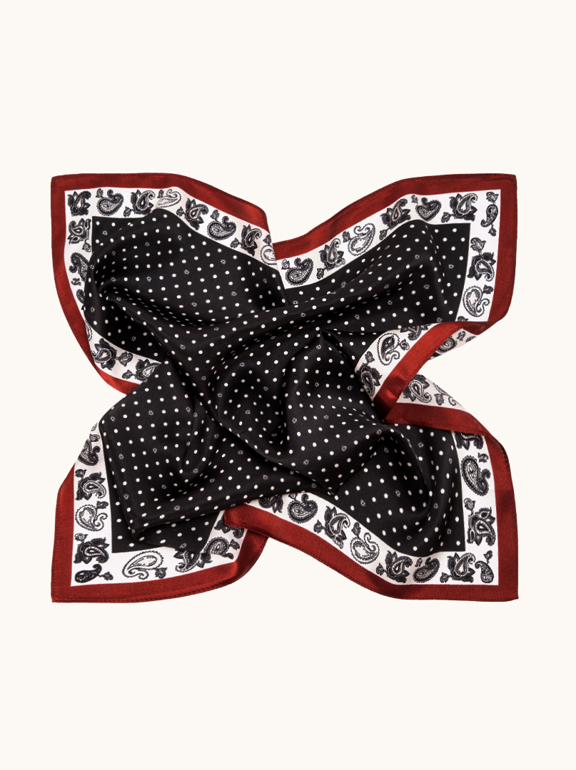 Small women's silk scarf with herringbone pattern, 53 cm x 53 cm image 3