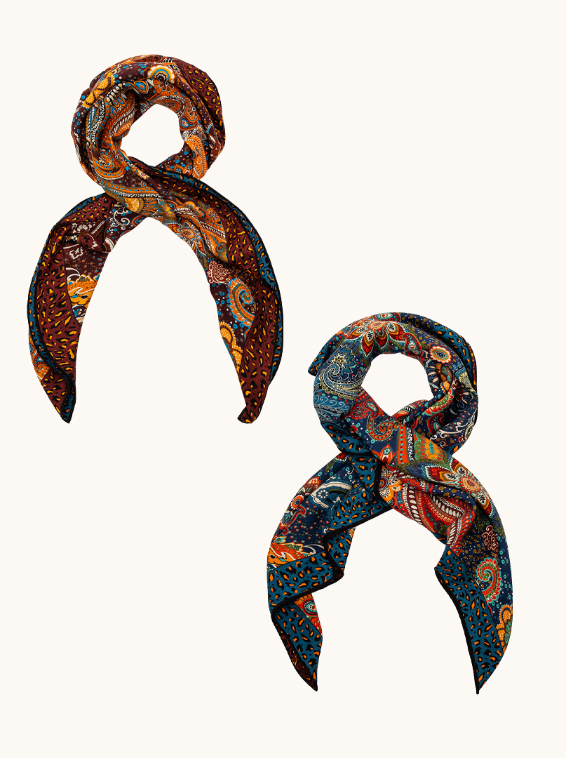 Large wool and silk scarf ARDORA 105x105 cm PREMIUM image 2