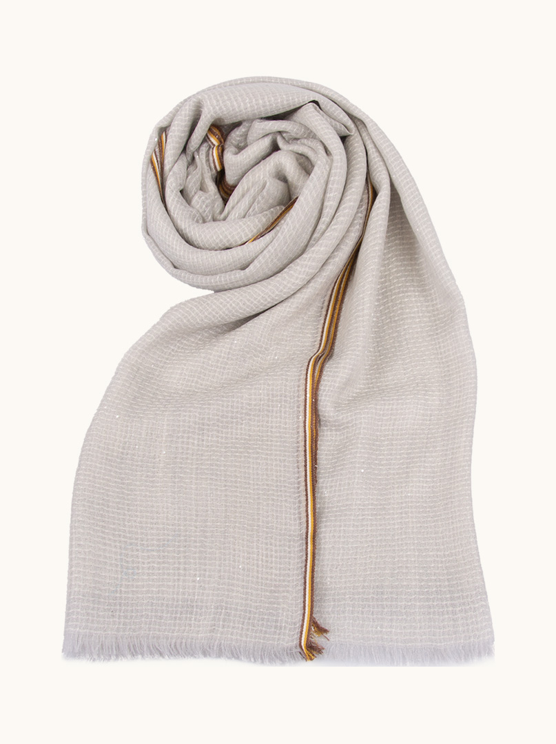 Soft cashmere shawl in beige check 75cm x 200cm PREMIUM image 1