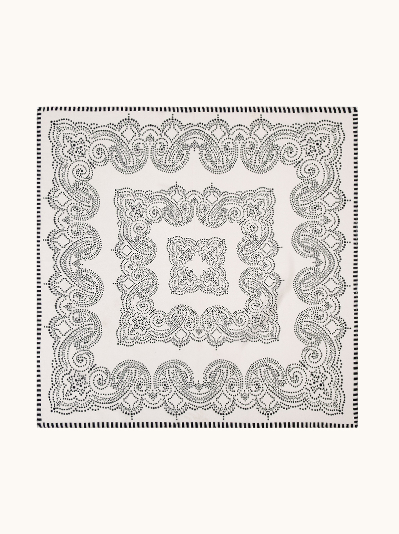 Brown silk scarf with geometric patterns 68cm x 68cm image 2