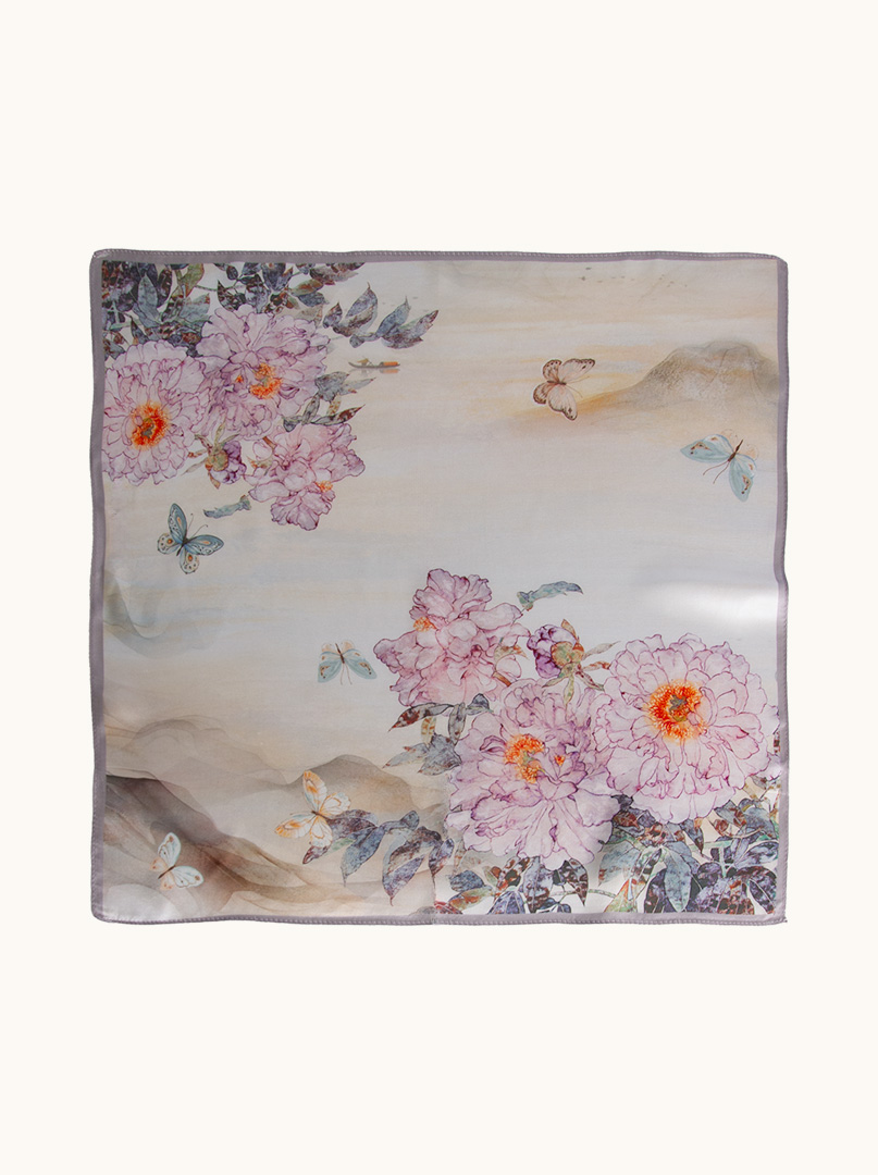 Small women's floral silk scarf 53cm x 53cm image 2