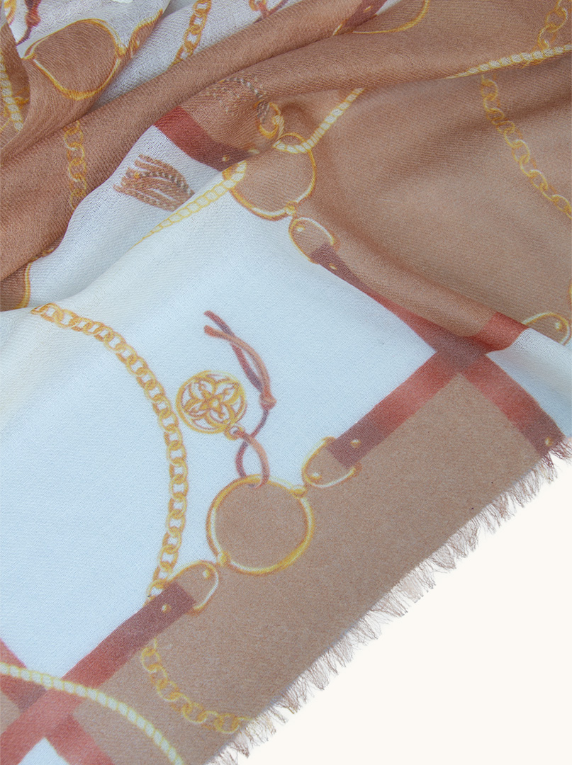 100% cashmere scarf with chain motif image 4