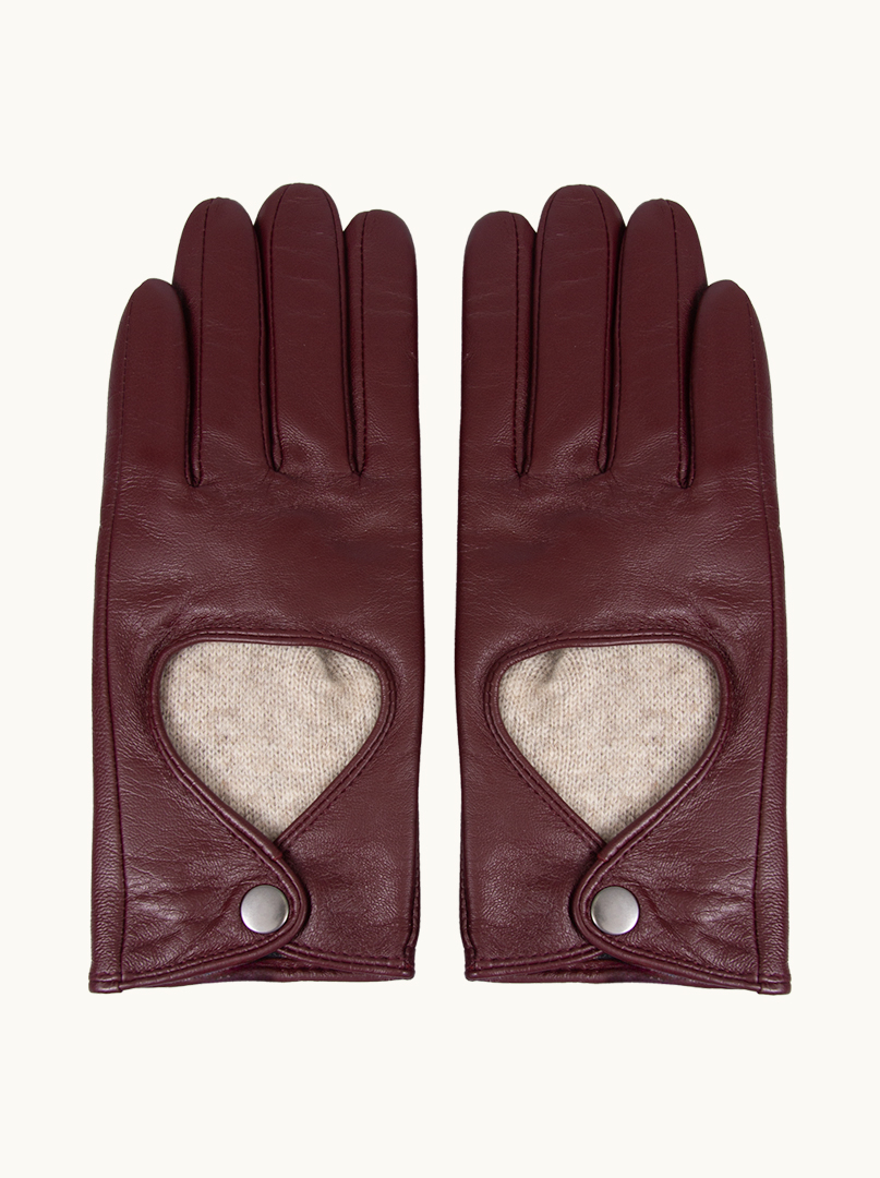 PREMIUM burgundy leather gloves with clasp. image 2