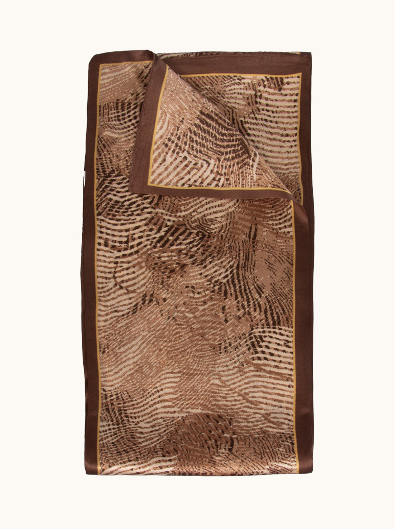 Double-sided narrow double silk shawl with brown border 16cm x145cm PREMIUM image 3