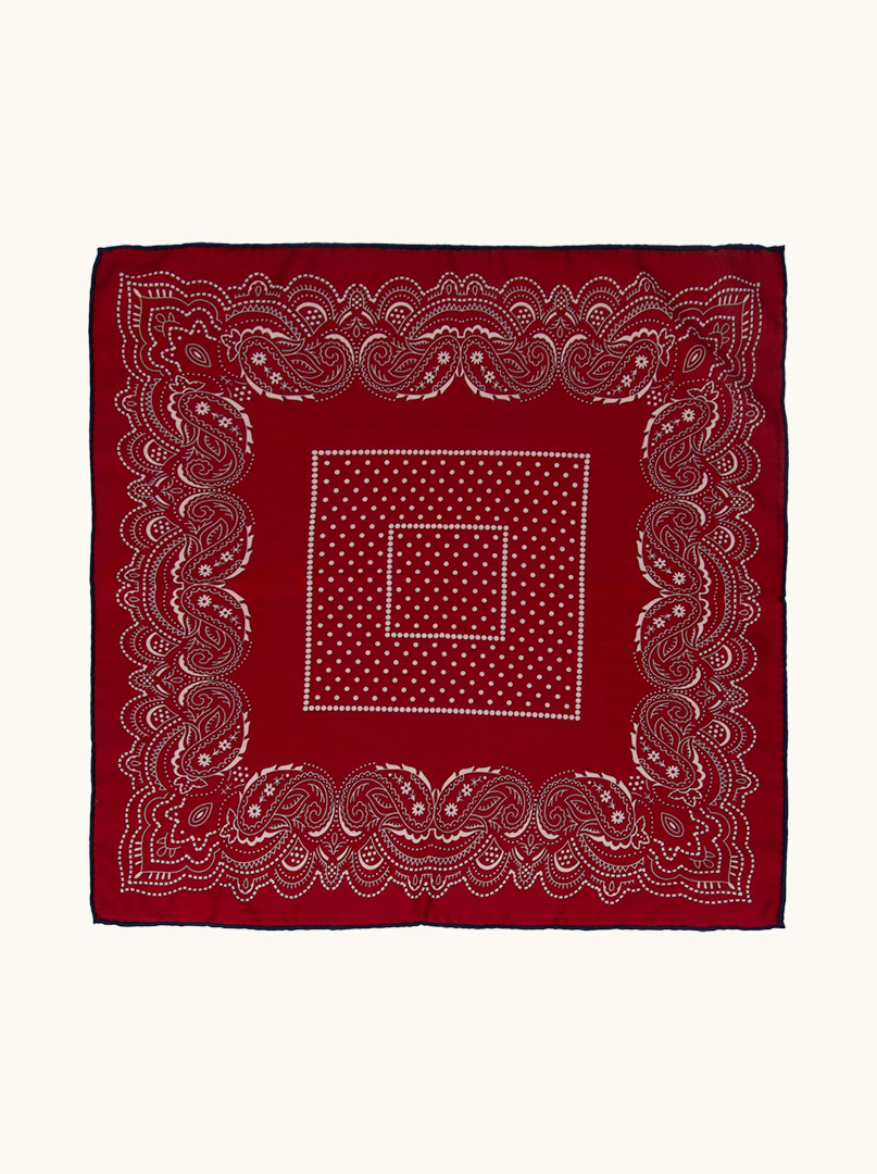 Scarf wool with silk red patterned 70 cm x 70 cm image 2