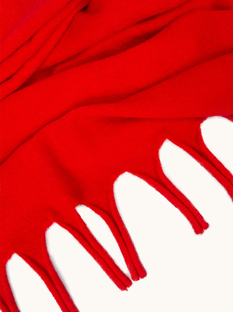 Red scarf with tassels 55 cm x 280 cm image 2