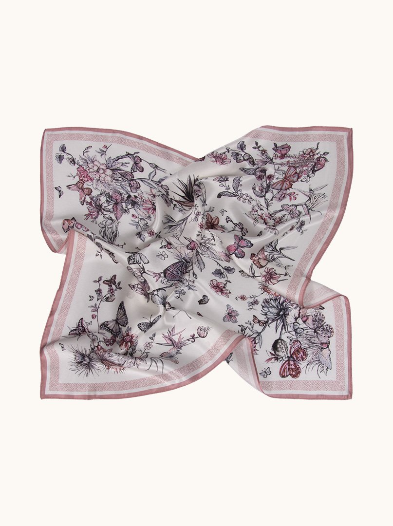 Silk scarf with butterflies 70 cm x 70 cm PREMIUM image 4