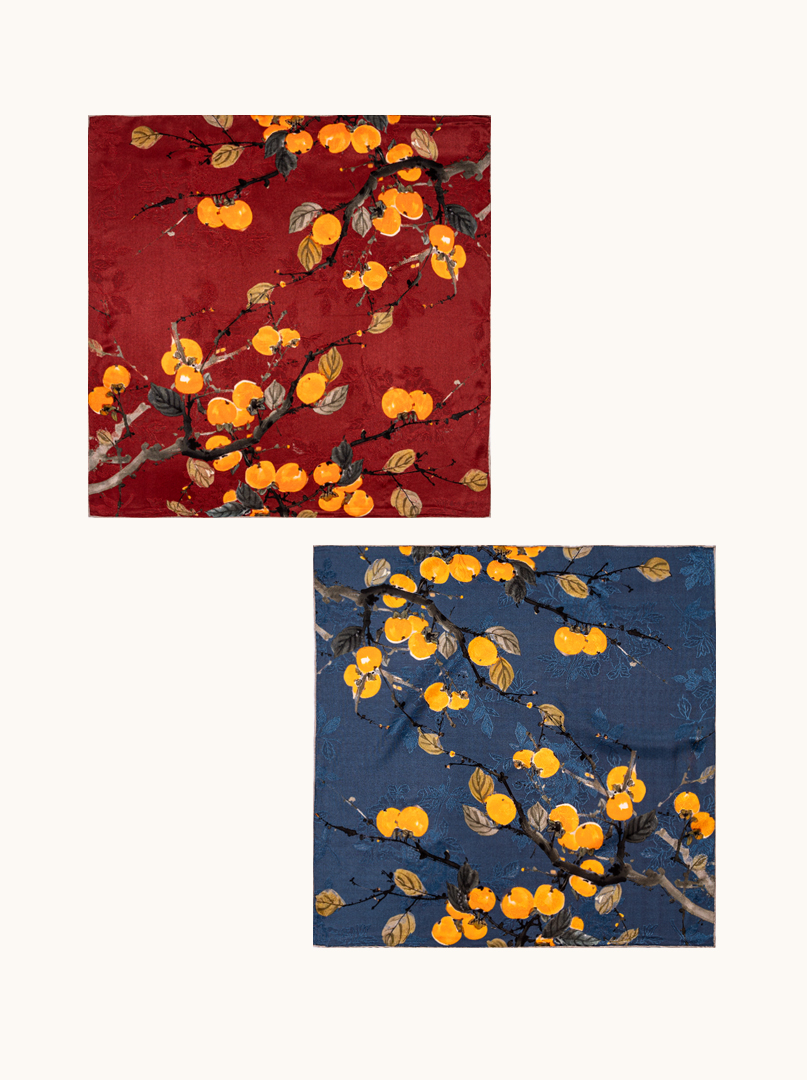 Double-sided silk scarf Lemon Garden 68cm x 68cm image 2