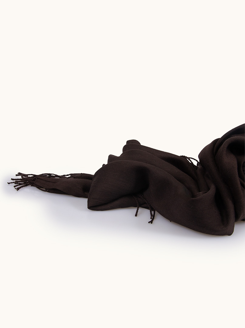 Chocolate viscose scarf with tassels 70 cm x 180 cm image 2