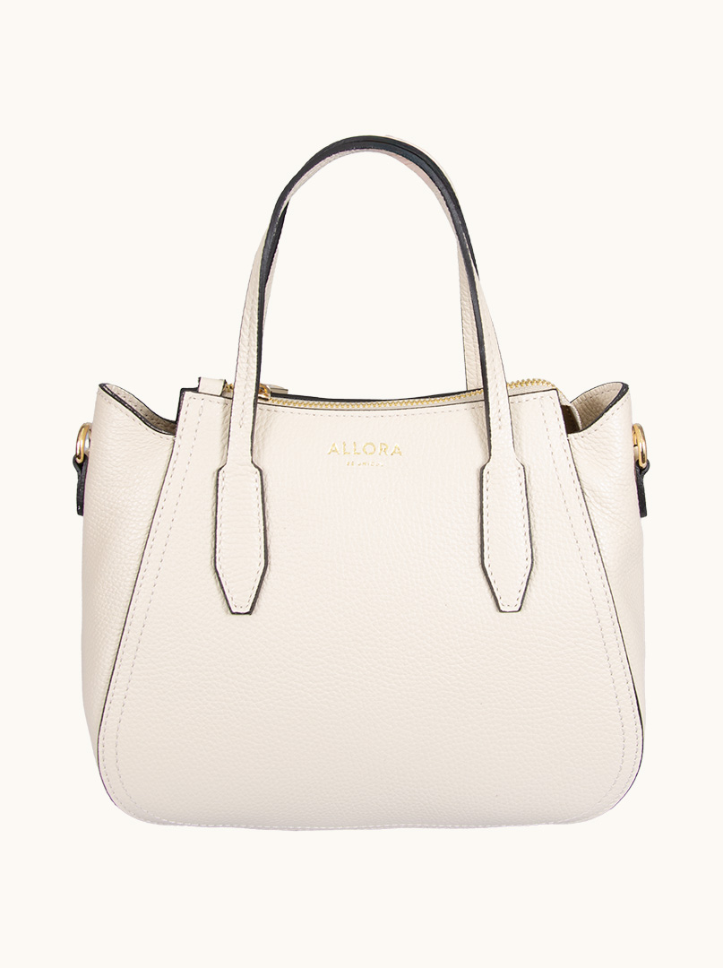Women's leather bag Allora ecru - elegant shopper bag with strap image 3