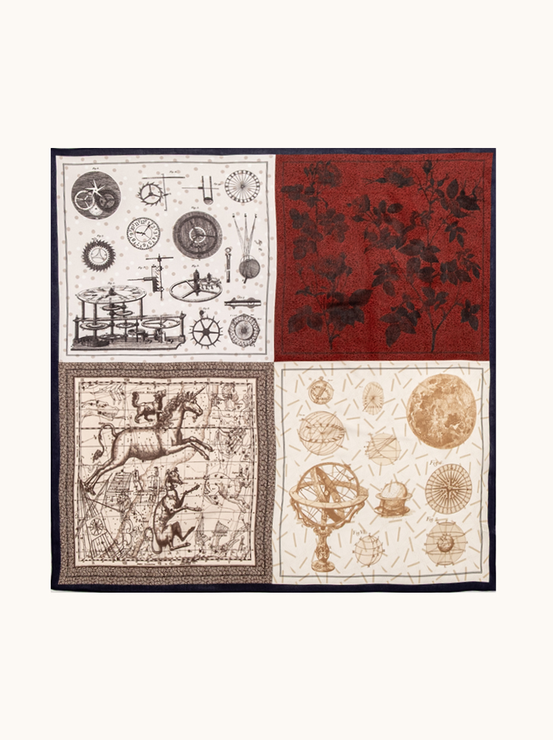 Small women's silk scarf with herringbone pattern, 53 cm x 53 cm image 2