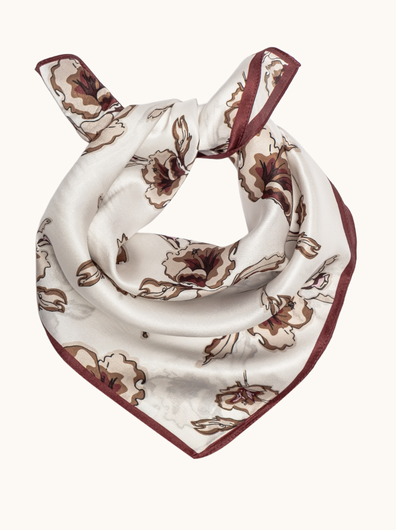 Small women's silk scarf with herringbone pattern, 53 cm x 53 cm image 1
