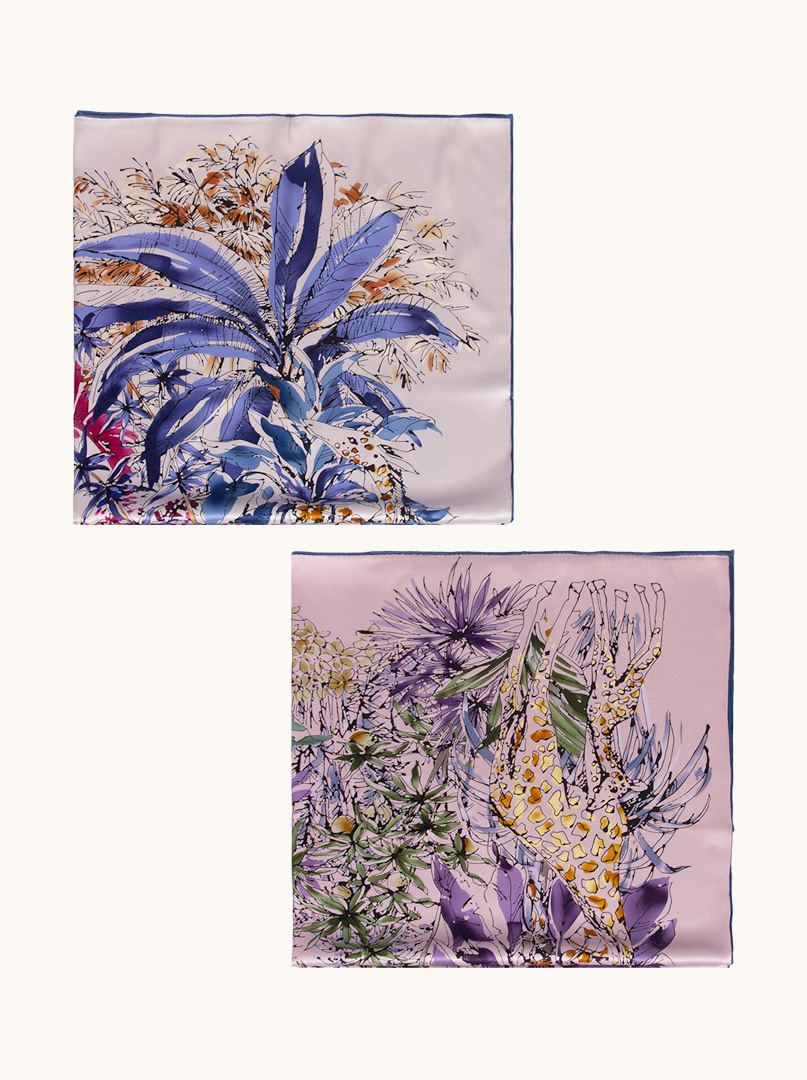 Large double-sided silk scarf with animal motif 110cm x 110cm PREMIUM image 3