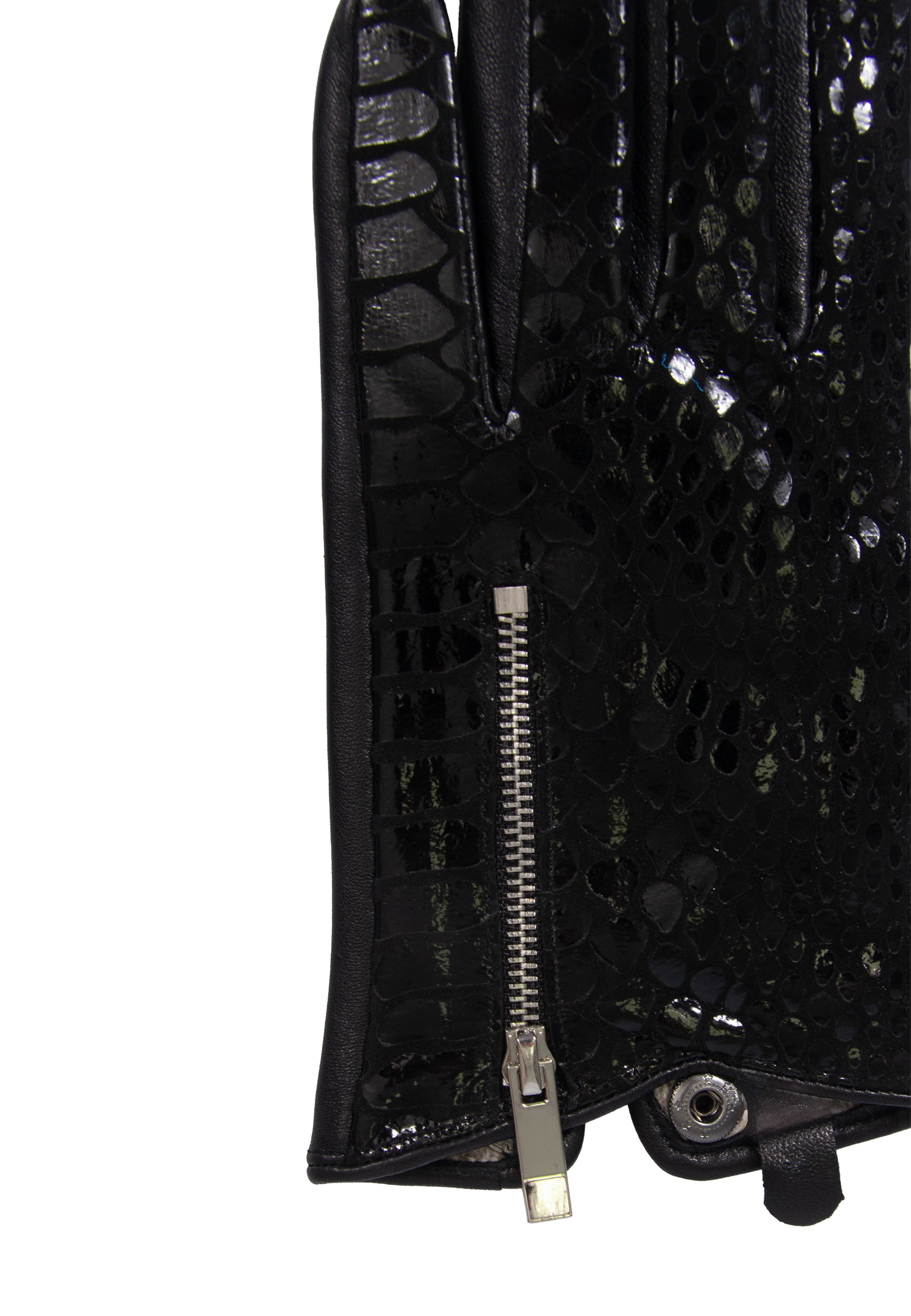 Black elegant gloves with decorative zipper image 4