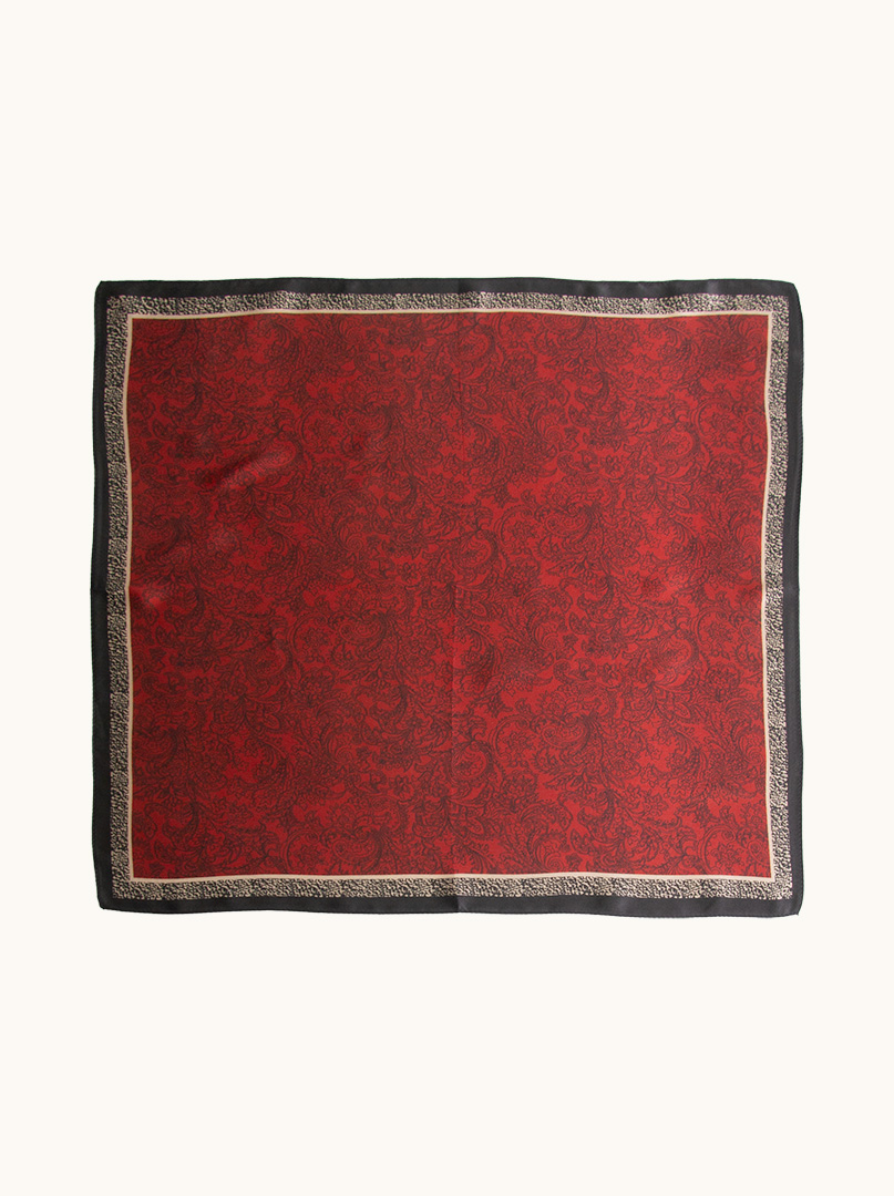 Small women's burgundy silk scarf in paisley 53cm x 53cm image 1