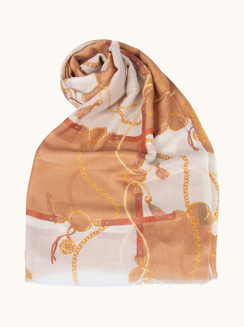 100% cashmere scarf with chain motif image 1