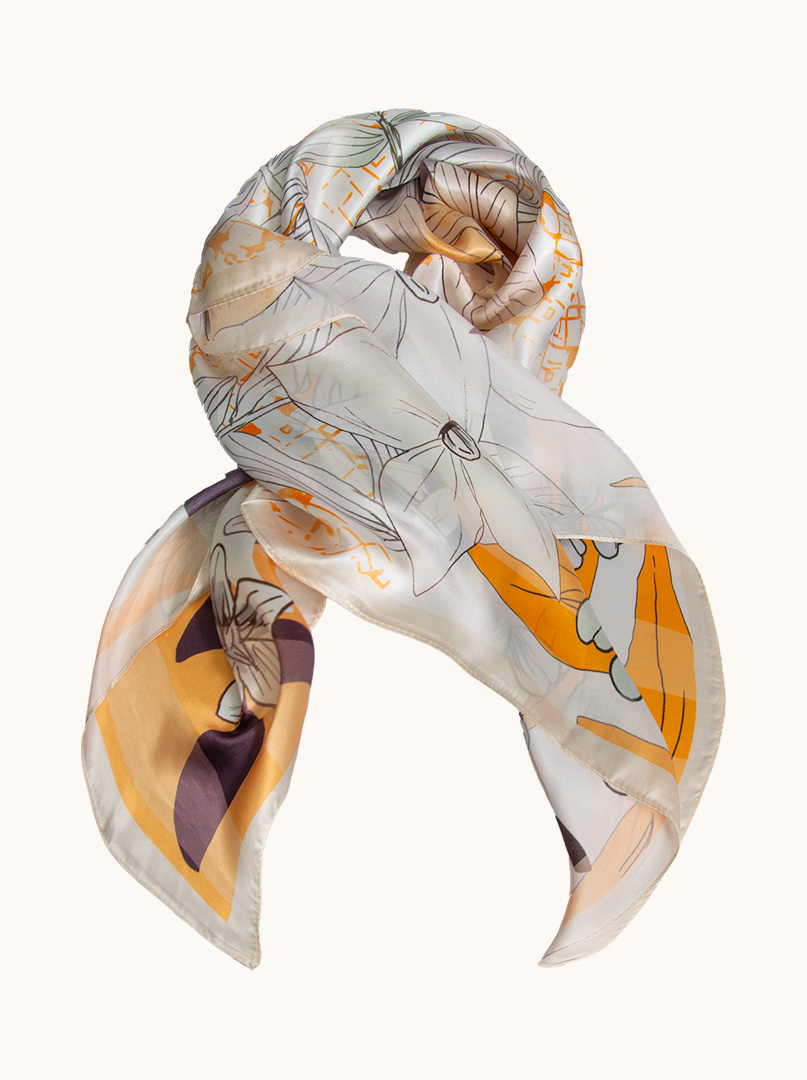 Large floral silk scarf 90cm x 90cm image 1