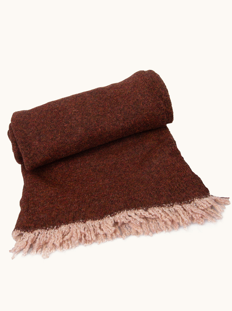 Brown scarf with short tassels 55 cm x 200 cm image 1