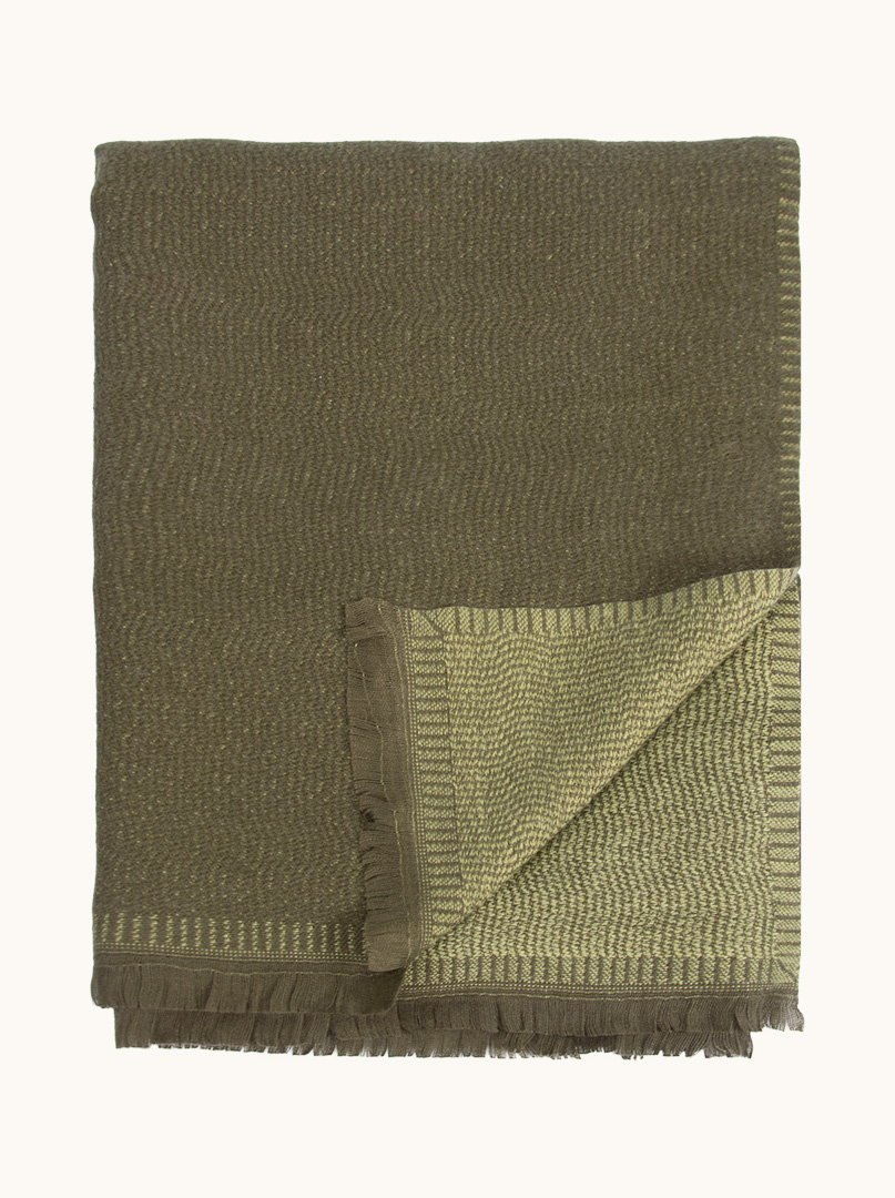 Softly textured shawl in extinguished green 65 cm x 190 cm image 2