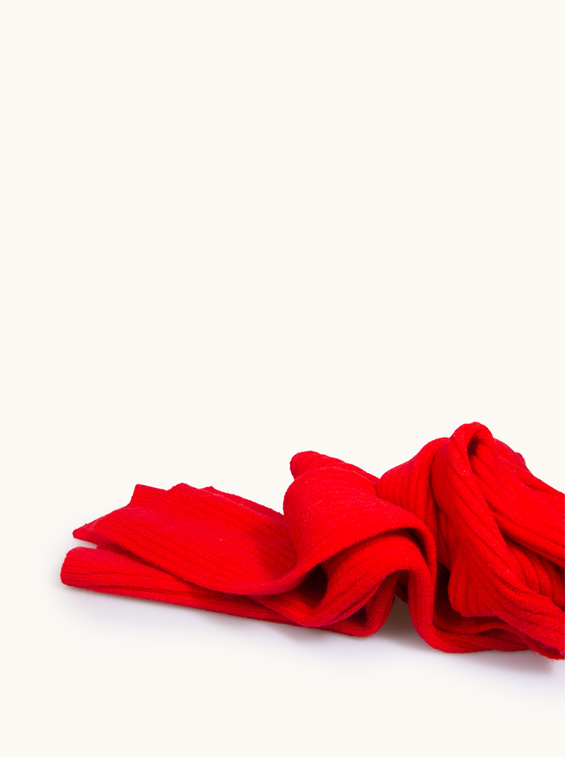 Striped red scarf 35 cm x 200 cm image 2