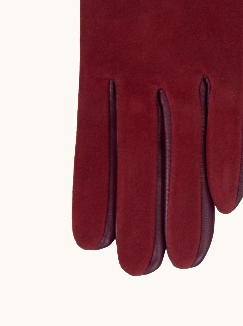 Maroon leather gloves with decorative buckle PREMIUM image 4